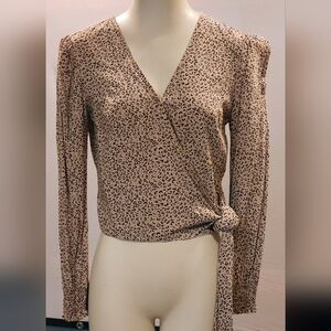 Japna Tan Leopard Print Wrap Blouse
